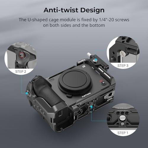 SmallRig Cage for Sony FX30 FX3 FX3A with Cable Clamp for HDMI  Classic Bright Black Surface  Included Cold Shoe and NATO Rail  Modular Design Compatible with Original XLR Handle