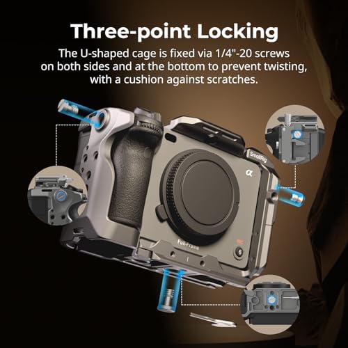 SmallRig Cage for Sony FX30 FX3 FX3A with Cable Clamp for HDMI  Classic Bright Black Surface  Included Cold Shoe and NATO Rail  Modular Design Compatible with Original XLR Handle