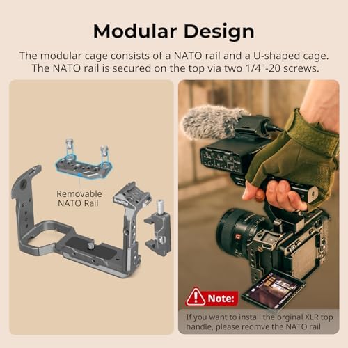 SmallRig Cage for Sony FX30 FX3 FX3A with Cable Clamp for HDMI  Classic Bright Black Surface  Included Cold Shoe and NATO Rail  Modular Design Compatible with Original XLR Handle