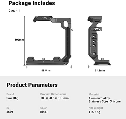 SmallRig Camera Half Cage for Sony Alpha 7 V/Alpha 7R V/Alpha 7 IV/Alpha 7S III/Alpha 1 / Alpha 7R IV   3639