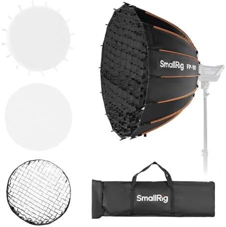 SmallRig FP 90 35 4 Parabolic Softbox with Bowens Mount for Studio Photography  Quick Release Soft Box with Honeycomb Grid  Diffusers  for SMALLRIG RC 220 pro  for Neewer for Godox for Aputure   5395