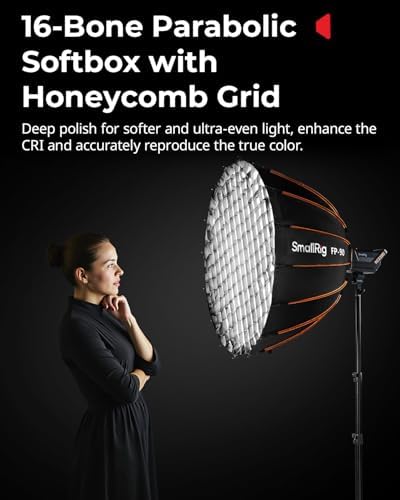 SmallRig FP 90 35 4 Parabolic Softbox with Bowens Mount for Studio Photography  Quick Release Soft Box with Honeycomb Grid  Diffusers  for SMALLRIG RC 220 pro  for Neewer for Godox for Aputure   5395