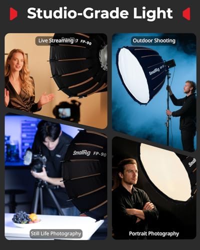 SmallRig FP 90 35 4 Parabolic Softbox with Bowens Mount for Studio Photography  Quick Release Soft Box with Honeycomb Grid  Diffusers  for SMALLRIG RC 220 pro  for Neewer for Godox for Aputure   5395