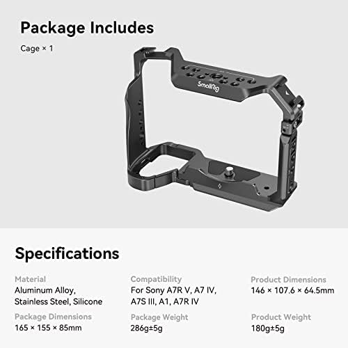 SmallRig Full Camera Cage for Sony Alpha 7 V/Alpha 7R V/Alpha 7 IV/Alpha 7S III/Alpha 7R IV/Alpha 1 3667B