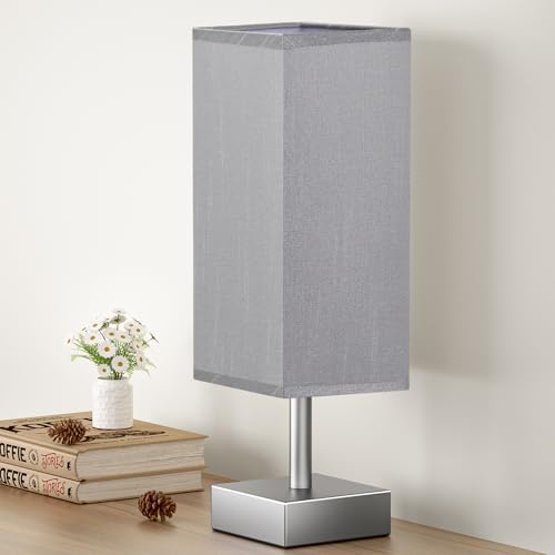 Small Table Lamp for Bedroom   Bedside Lamps for Nightstand  Minimalist Night Stand Light Lamp with Square Fabric Shade  Desk Reading Lamp for Kids Room Living Room Office Dorm