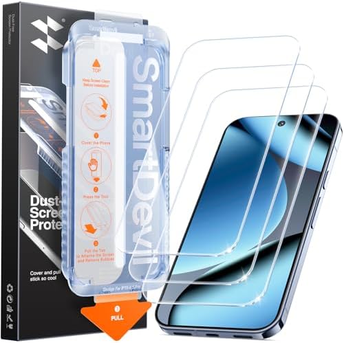 SmartDevil Paquete de 3 protectores de pantalla para Google Pixel 10 Pro/10, vidrio templado transparente HD, resistente a los arañazos y a los impactos, compatible con sensor de huellas dactilares