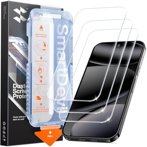 SmartDevil Paquete de 3 protectores de pantalla para Google Pixel 10 Pro/10, vidrio templado transparente HD, resistente a los arañazos y a los impactos, compatible con sensor de huellas dactilares