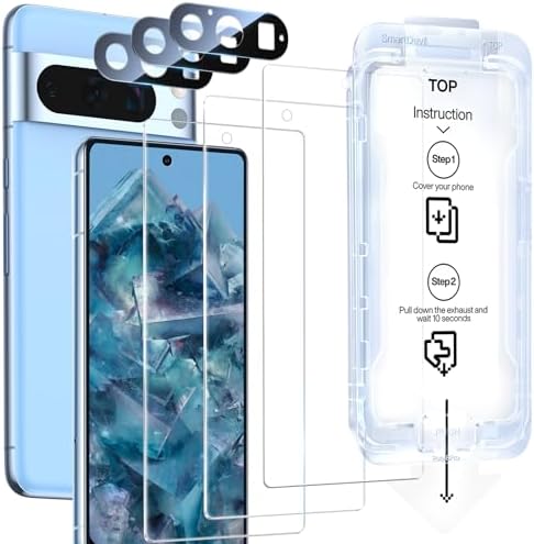 SmartDevil Paquete de 3 protectores de pantalla para Google Pixel 10 Pro/10, vidrio templado transparente HD, resistente a los arañazos y a los impactos, compatible con sensor de huellas dactilares