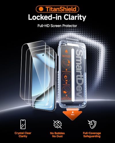 SmartDevil Paquete de 3 protectores de pantalla para Google Pixel 10 Pro/10, vidrio templado transparente HD, resistente a los arañazos y a los impactos, compatible con sensor de huellas dactilares