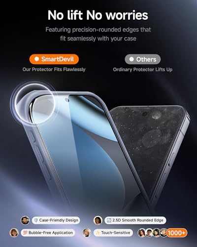 SmartDevil Paquete de 3 protectores de pantalla para Google Pixel 10 Pro/10, vidrio templado transparente HD, resistente a los arañazos y a los impactos, compatible con sensor de huellas dactilares