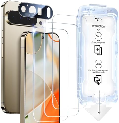 SmartDevil Paquete de 3 protectores de pantalla para Google Pixel 10 Pro/10, vidrio templado transparente HD, resistente a los arañazos y a los impactos, compatible con sensor de huellas dactilares