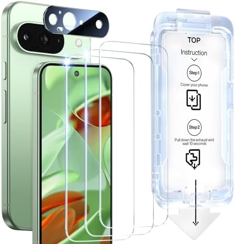 SmartDevil Paquete de 3 protectores de pantalla para Google Pixel 10 Pro/10, vidrio templado transparente HD, resistente a los arañazos y a los impactos, compatible con sensor de huellas dactilares