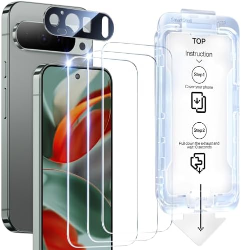 SmartDevil Paquete de 3 protectores de pantalla para Google Pixel 10 Pro/10, vidrio templado transparente HD, resistente a los arañazos y a los impactos, compatible con sensor de huellas dactilares