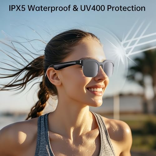 Smart Glasses with AI Translator  V6 0 Bluetooth Glasses with 150  Translation  Smart Sunglasses for Men & Woman  120H Long Standby Music Glasses  UV Protection  Hands Free Calls IPX5 Waterproof