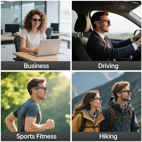 Smart Glasses with AI Translator  V6 0 Bluetooth Glasses with 150  Translation  Smart Sunglasses for Men & Woman  120H Long Standby Music Glasses  UV Protection  Hands Free Calls IPX5 Waterproof