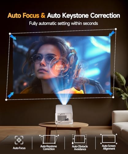 Magcubic HY350Max - Proyector inteligente con soporte 4K 8K, mini proyector con Wifi6 y Bluetooth5.4, 600 ANSI, enfoque automático y prevención de obstáculos 1080P Proyector de película portátil para el hogar al aire libre, Magcubic HY350Max