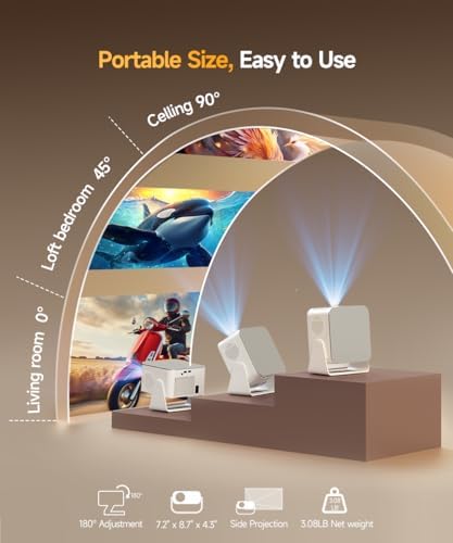 Magcubic HY350Max - Proyector inteligente con soporte 4K 8K, mini proyector con Wifi6 y Bluetooth5.4, 600 ANSI, enfoque automático y prevención de obstáculos 1080P Proyector de película portátil para el hogar al aire libre, Magcubic HY350Max