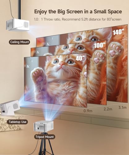 Magcubic HY350Max - Proyector inteligente con soporte 4K 8K, mini proyector con Wifi6 y Bluetooth5.4, 600 ANSI, enfoque automático y prevención de obstáculos 1080P Proyector de película portátil para el hogar al aire libre, Magcubic HY350Max