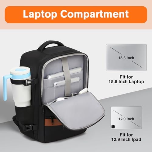 Smart Suitcase style Laptop Backpack  25L / 35L Practical Travel Bag for Work  Leisure & Flight  Luggage Style Commuter Pack  Black  25L 
