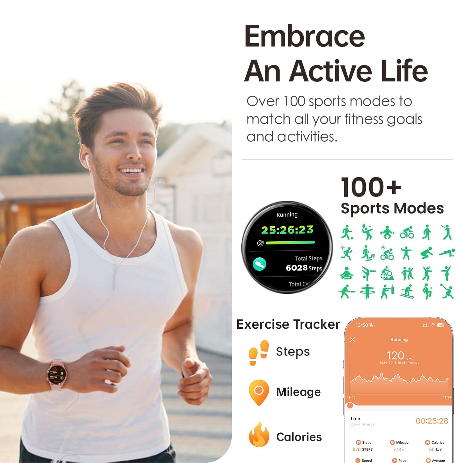 Reloj Inteligente para Android y iPhone, Reloj Inteligente TIGRADE para Responder/realizar Llamadas para Hombre y Mujeres, Resistente Al Agua, Más de 100 Modos Deportivos, Rastreador de Actividad Física, Rosa