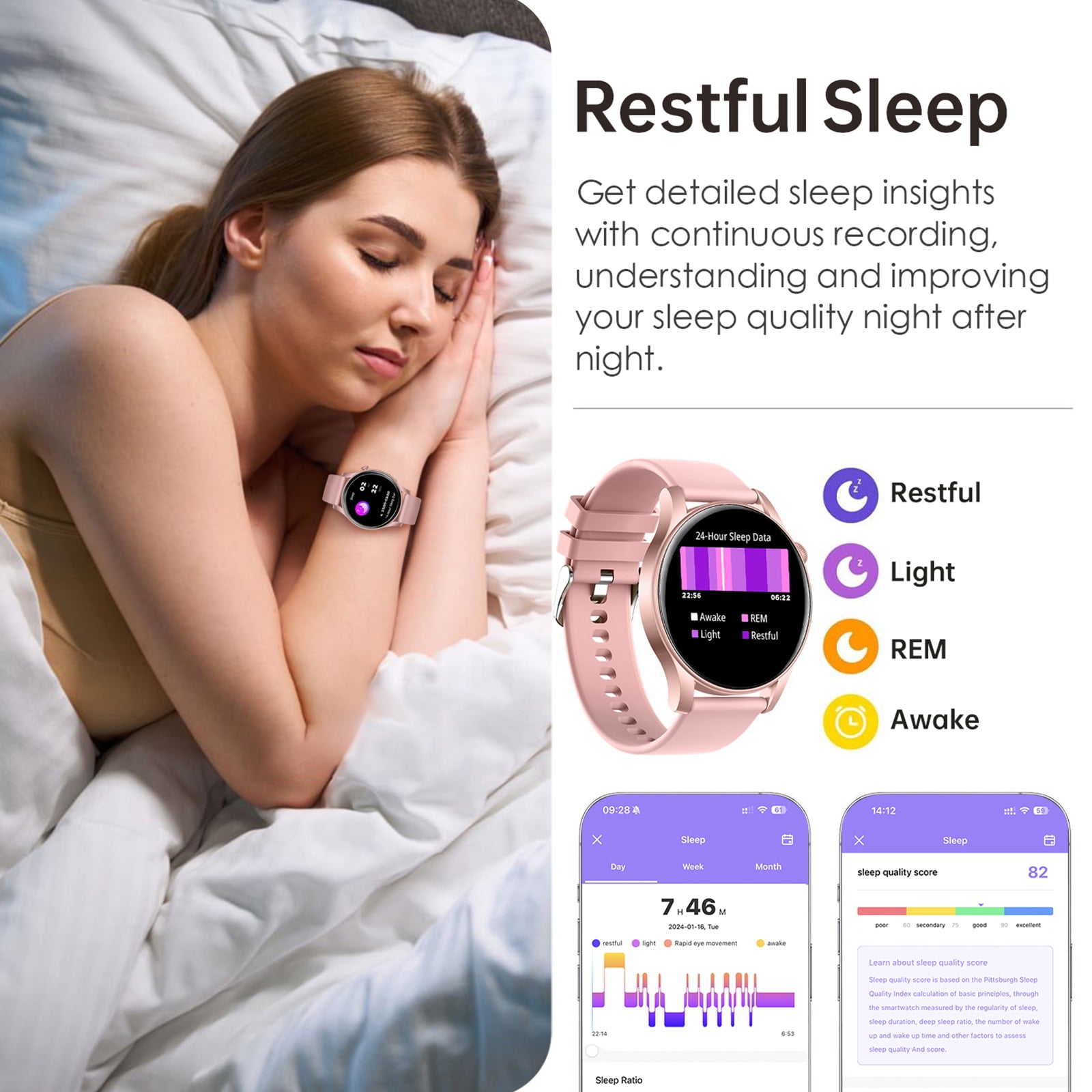 Reloj Inteligente para Android y iPhone, Reloj Inteligente TIGRADE para Responder/realizar Llamadas para Hombre y Mujeres, Resistente Al Agua, Más de 100 Modos Deportivos, Rastreador de Actividad Física, Rosa