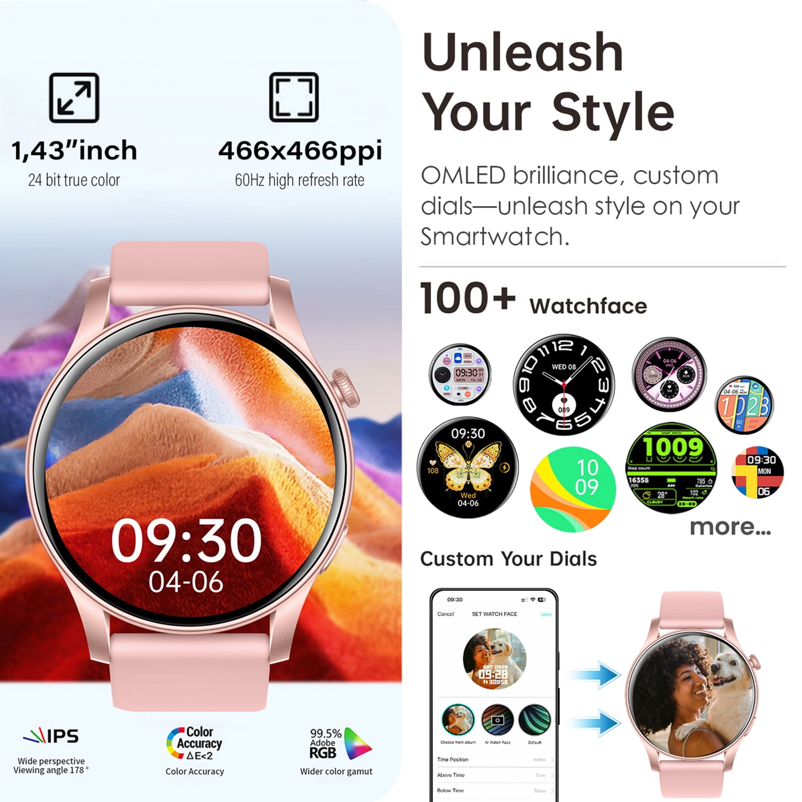 Reloj Inteligente para Android y iPhone, Reloj Inteligente TIGRADE para Responder/realizar Llamadas para Hombre y Mujeres, Resistente Al Agua, Más de 100 Modos Deportivos, Rastreador de Actividad Física, Rosa