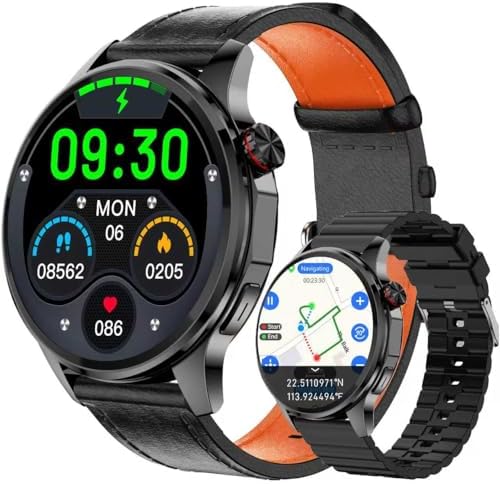 Smart Watch for Men Built in GPS with Map Answer/Make Call/Text   1 46 AI Smartwatch for Android Phones/iPhone  100  Sport Mode Fitness Tracker with Health/Sleep Monitor  Compass/Barometer 2 Straps 