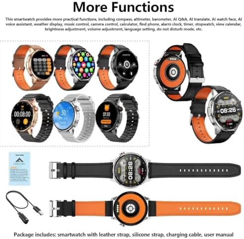 Smart Watch for Men Built in GPS with Map Answer/Make Call/Text   1 46 AI Smartwatch for Android Phones/iPhone  100  Sport Mode Fitness Tracker with Health/Sleep Monitor  Compass/Barometer 2 Straps 