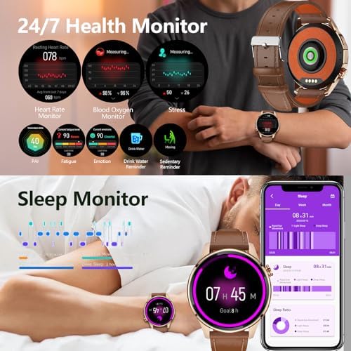 Smart Watch for Men Built in GPS with Map Answer/Make Call/Text   1 46 AI Smartwatch for Android Phones/iPhone  100  Sport Mode Fitness Tracker with Health/Sleep Monitor  Compass/Barometer 2 Straps 