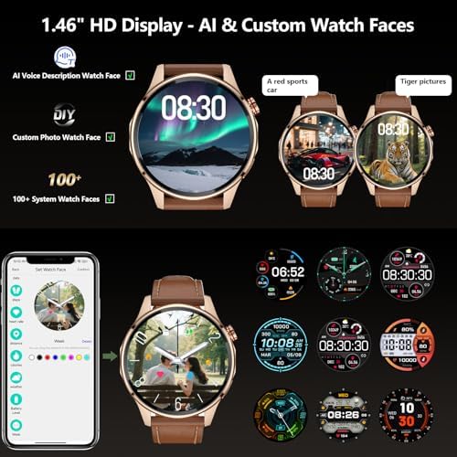 Smart Watch for Men Built in GPS with Map Answer/Make Call/Text   1 46 AI Smartwatch for Android Phones/iPhone  100  Sport Mode Fitness Tracker with Health/Sleep Monitor  Compass/Barometer 2 Straps 