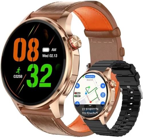 Smart Watch for Men Built in GPS with Map Answer/Make Call/Text   1 46 AI Smartwatch for Android Phones/iPhone  100  Sport Mode Fitness Tracker with Health/Sleep Monitor  Compass/Barometer 2 Straps 