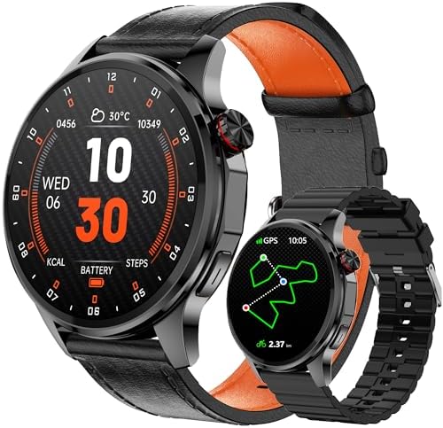 Smart Watch for Men Built in GPS with Map Answer/Make Call/Text   1 46 AI Smartwatch for Android Phones/iPhone  100  Sport Mode Fitness Tracker with Health/Sleep Monitor  Compass/Barometer 2 Straps 