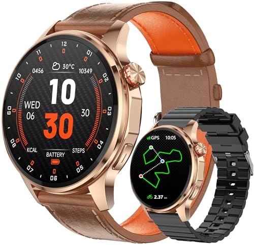 Smart Watch for Men Built in GPS with Map Answer/Make Call/Text   1 46 AI Smartwatch for Android Phones/iPhone  100  Sport Mode Fitness Tracker with Health/Sleep Monitor  Compass/Barometer 2 Straps 