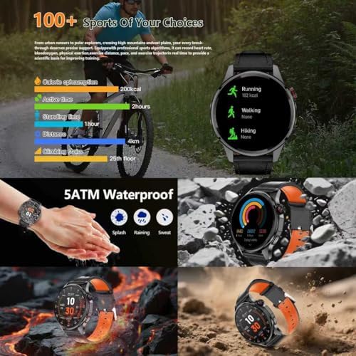 Smart Watch for Men Built in GPS with Map Answer/Make Call/Text   1 46 AI Smartwatch for Android Phones/iPhone  100  Sport Mode Fitness Tracker with Health/Sleep Monitor  Compass/Barometer 2 Straps 