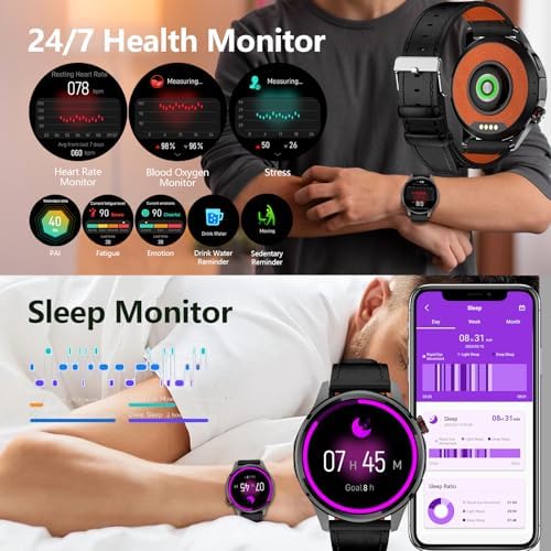 Smart Watch for Men Built in GPS with Map Answer/Make Call/Text   1 46 AI Smartwatch for Android Phones/iPhone  100  Sport Mode Fitness Tracker with Health/Sleep Monitor  Compass/Barometer 2 Straps 