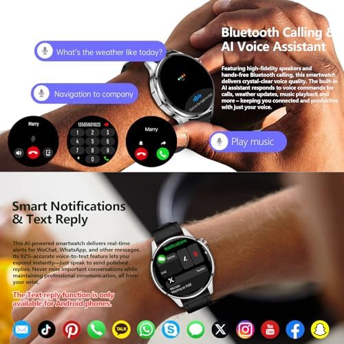 Smart Watch for Men Built in GPS with Map Answer/Make Call/Text   1 46 AI Smartwatch for Android Phones/iPhone  100  Sport Mode Fitness Tracker with Health/Sleep Monitor  Compass/Barometer 2 Straps 