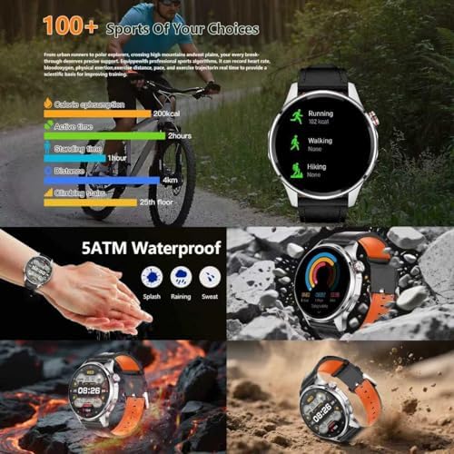 Smart Watch for Men Built in GPS with Map Answer/Make Call/Text   1 46 AI Smartwatch for Android Phones/iPhone  100  Sport Mode Fitness Tracker with Health/Sleep Monitor  Compass/Barometer 2 Straps 