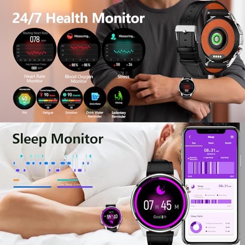 Smart Watch for Men Built in GPS with Map Answer/Make Call/Text   1 46 AI Smartwatch for Android Phones/iPhone  100  Sport Mode Fitness Tracker with Health/Sleep Monitor  Compass/Barometer 2 Straps 