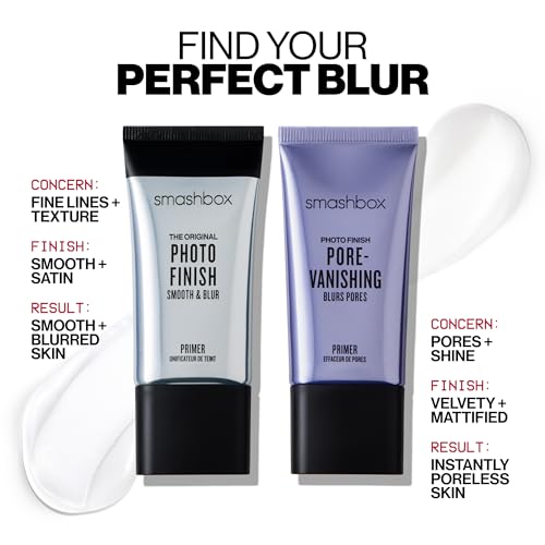 Smashbox Photo Finish Primers   Face Primers for Makeup  Smooths Skin & Extends Makeup Wear   Hydrating  Pore Minimizing & Mattifying Formulas