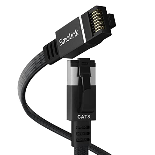 Smolink Ethernet Cable 50 ft  Cat 8 Ethernet Cable with 40Gbps 2000Mhz High Speed Ethernet Cable  Shielded Heavy Duty SFTP RJ45 LAN Cable Patch Cord for Modem Router Gaming PC PS4/5/6 Xbox  Black