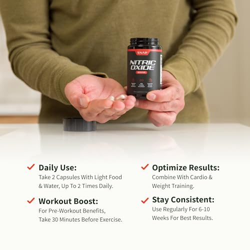 Snap Supplements - Potenciador de óxido nítrico para ejercicios previos al entrenamiento, construcción muscular - L arginina, L citrulina 1500mg fórmula, extracto de tribulus y Panax Ginseng, fuerza y resistencia, 60 cápsulas