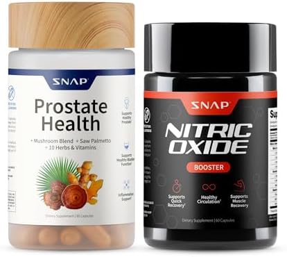 Snap Supplements Prostate Health & Nitric Oxide Supplement Bundle for Men  90   60 Vegetarian Capsules  1 Month Supply 