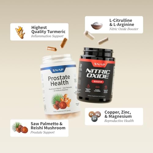 Snap Supplements Prostate Health & Nitric Oxide Supplement Bundle for Men  90   60 Vegetarian Capsules  1 Month Supply 