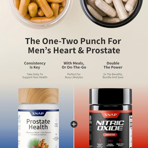 Snap Supplements Prostate Health & Nitric Oxide Supplement Bundle for Men  90   60 Vegetarian Capsules  1 Month Supply 