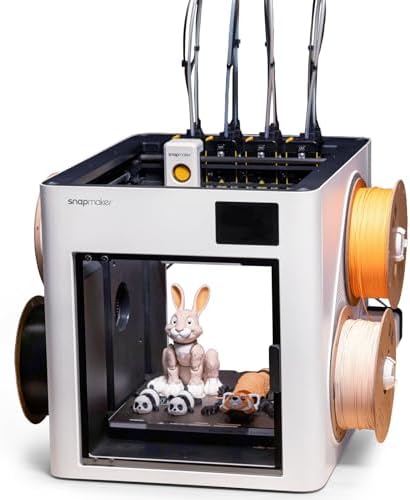 Snapmaker U1 3D Printer Multi Color 4 Toolhead with 5 Seconds Tool Change MultiColor Printing with 5X More Speed and 5X Less Waste Smart Calibration CoreXY 500mm/s Speed 270x270x270mm Large Build Size