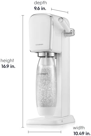 SodaStream   ART Sparkling Water Maker   STARTER KIT   CQC CO2 system   Includes 1x CO2 Cylinder  1x32 & 1x16 Fl Oz Dishwasher Safe Bottles   Combine with Pepsi Flavors   White