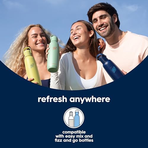 SodaStream   E TERRA Soda Maker   VALUE BUNDLE   3 Automatic Carbonation Levels   Includes 2x CO2 Cylinders  3x 32 Fl Oz Dishwasher Safe Bottles  2x Bubly Fruit Flavor Drops  1x Power Adapter   Black