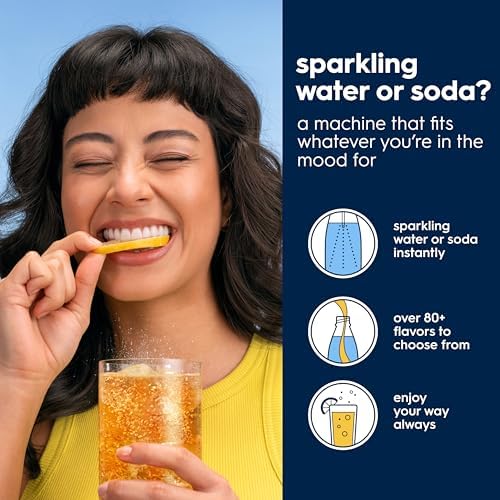 SodaStream   E TERRA Soda Maker   VALUE BUNDLE   3 Automatic Carbonation Levels   Includes 2x CO2 Cylinders  3x 32 Fl Oz Dishwasher Safe Bottles  2x Bubly Fruit Flavor Drops  1x Power Adapter   Black