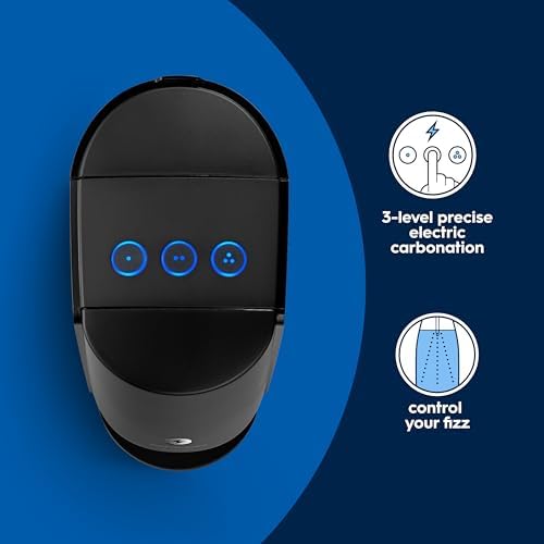 SodaStream   E TERRA Soda Maker   VALUE BUNDLE   3 Automatic Carbonation Levels   Includes 2x CO2 Cylinders  3x 32 Fl Oz Dishwasher Safe Bottles  2x Bubly Fruit Flavor Drops  1x Power Adapter   Black