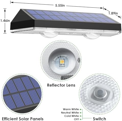 Solar Fence Lights Outdoor   2700/4000/6000K 3 Mode  8 Pack Solar Fence Lights Outdoor Waterproof LED  Fence Light Solar Powered for Outside  Backyard  Railing  Step  Patio Wall and Home Improvement